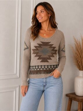 American Eagle Southwestern Knit Sweater | Soft Neutral Boho Pullover